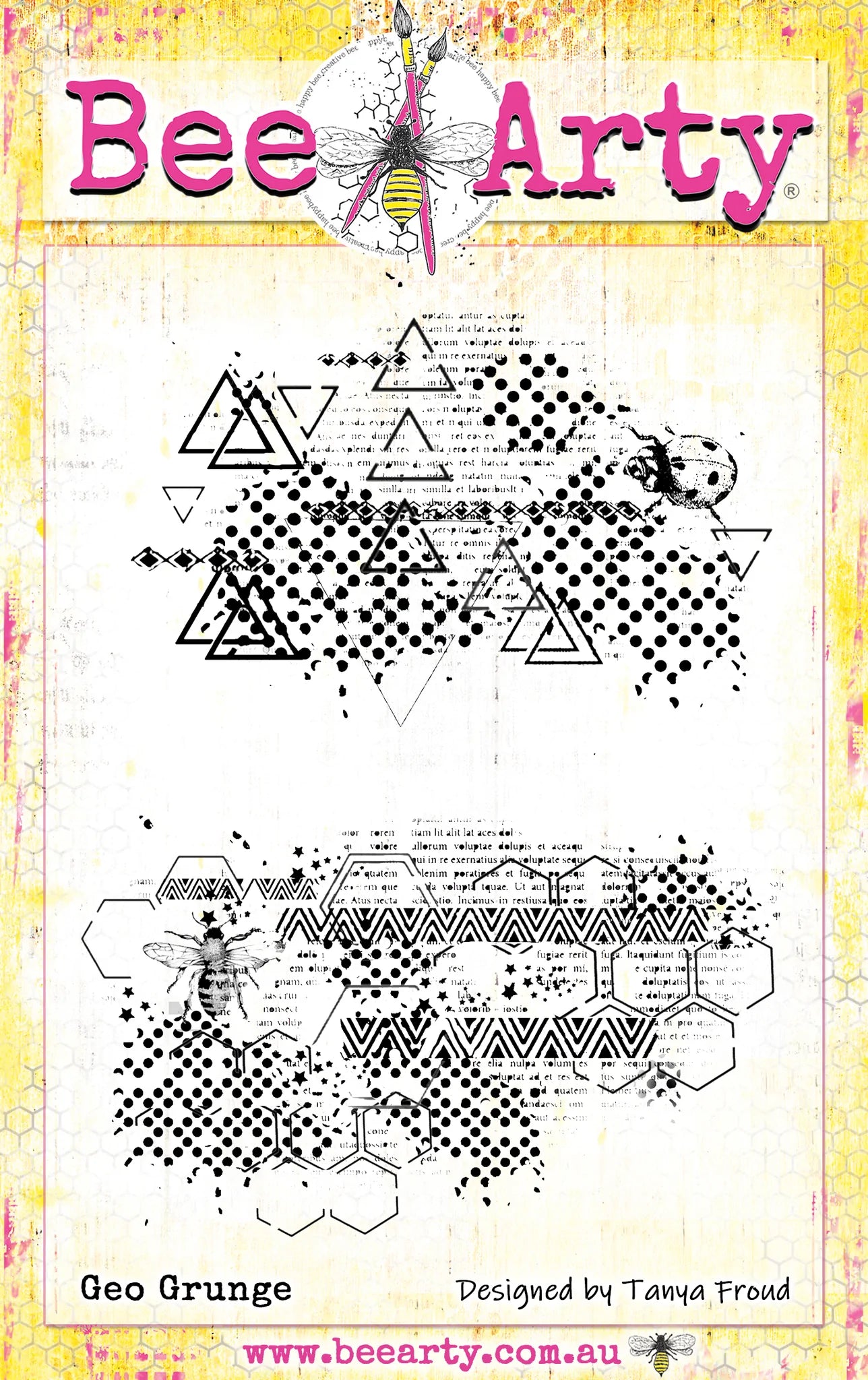GEO GRUNGE STAMP SET - BEE ARTY