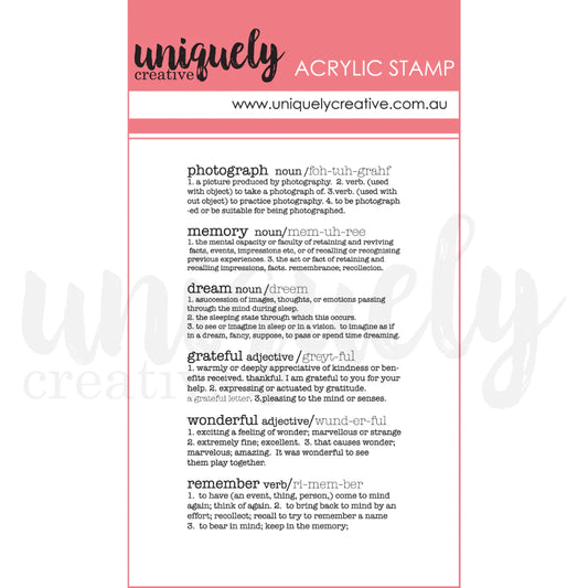 SCRAPBOOKING DEFINITIONS MARK MAKING MINI STAMP - UNIQUELY CREATIVE