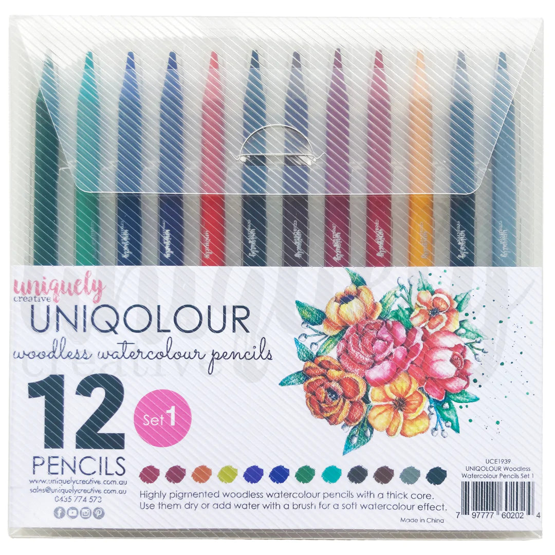 UNIQOLOUR WOODLESS WATERCOLOUR PENCIL SET #1 BY UNIQUELY CREATIVE