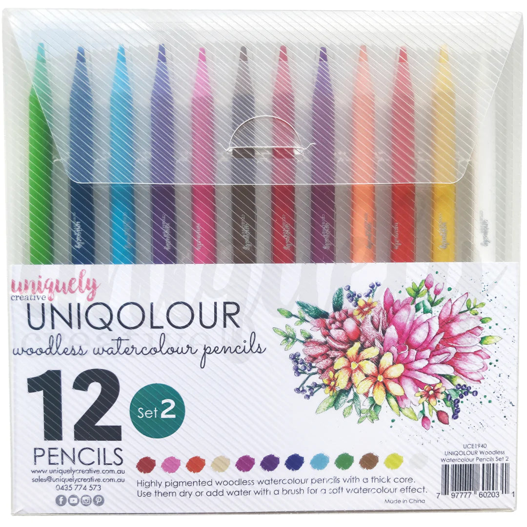 UNIQOLOUR WOODLESS WATERCOLOUR PENCIL SET #2 BY UNIQUELY CREATIVE