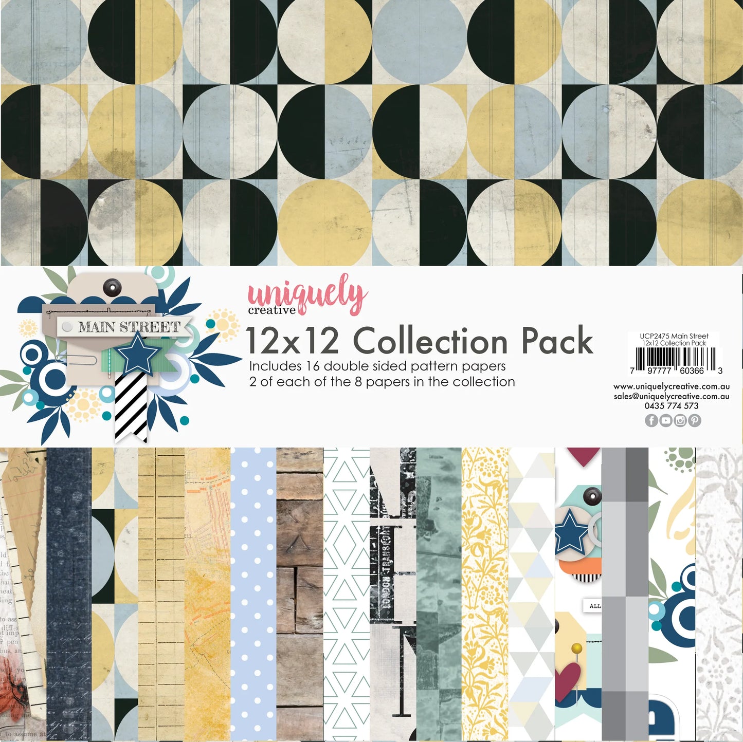 MAIN STREET 12" x 12" PAPER COLLECTION PACK BY UNIQUELY CREATIVE