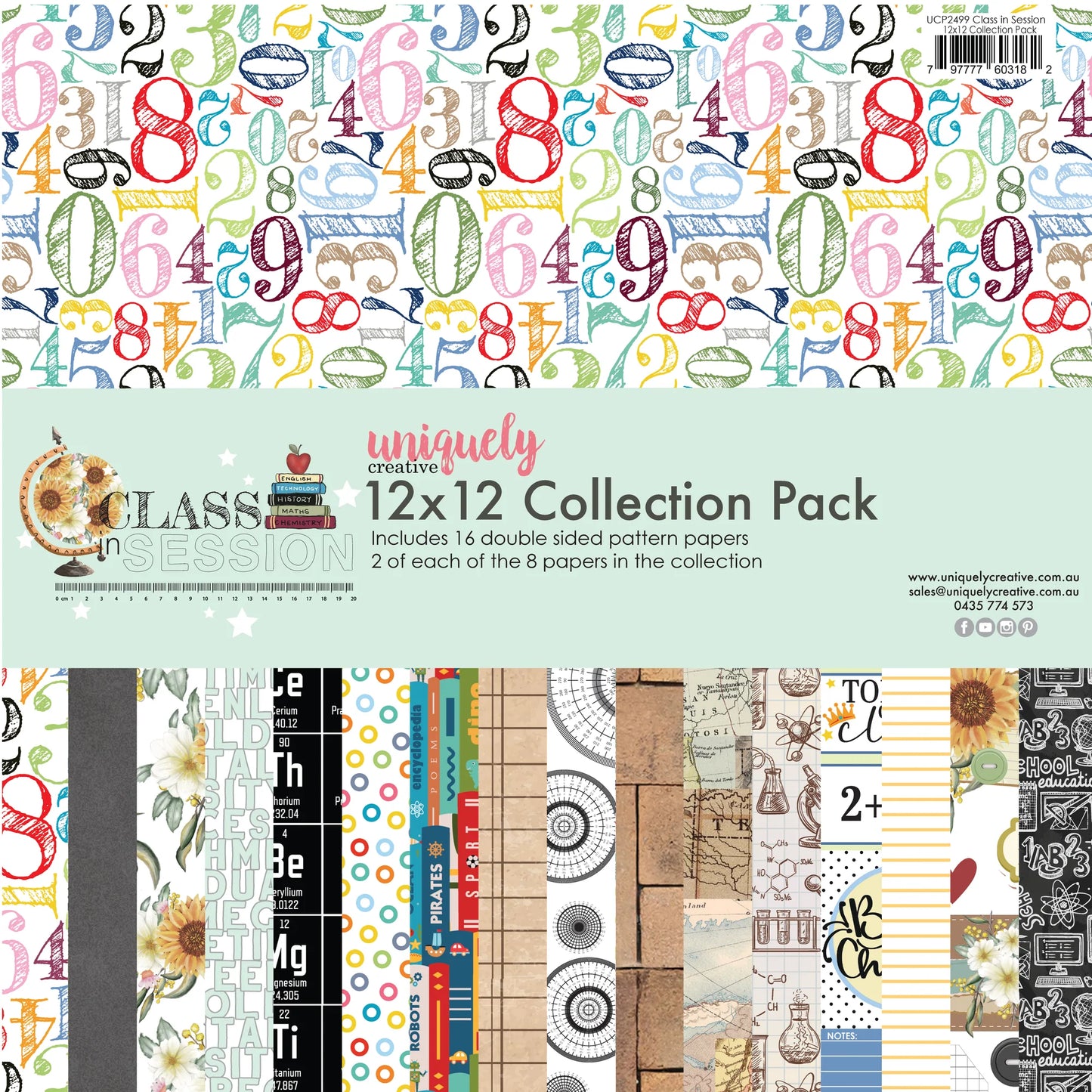 CLASS IN SESSION 12" x 12" PAPER COLLECTION PACK BY UNIQUELY CREATIVE