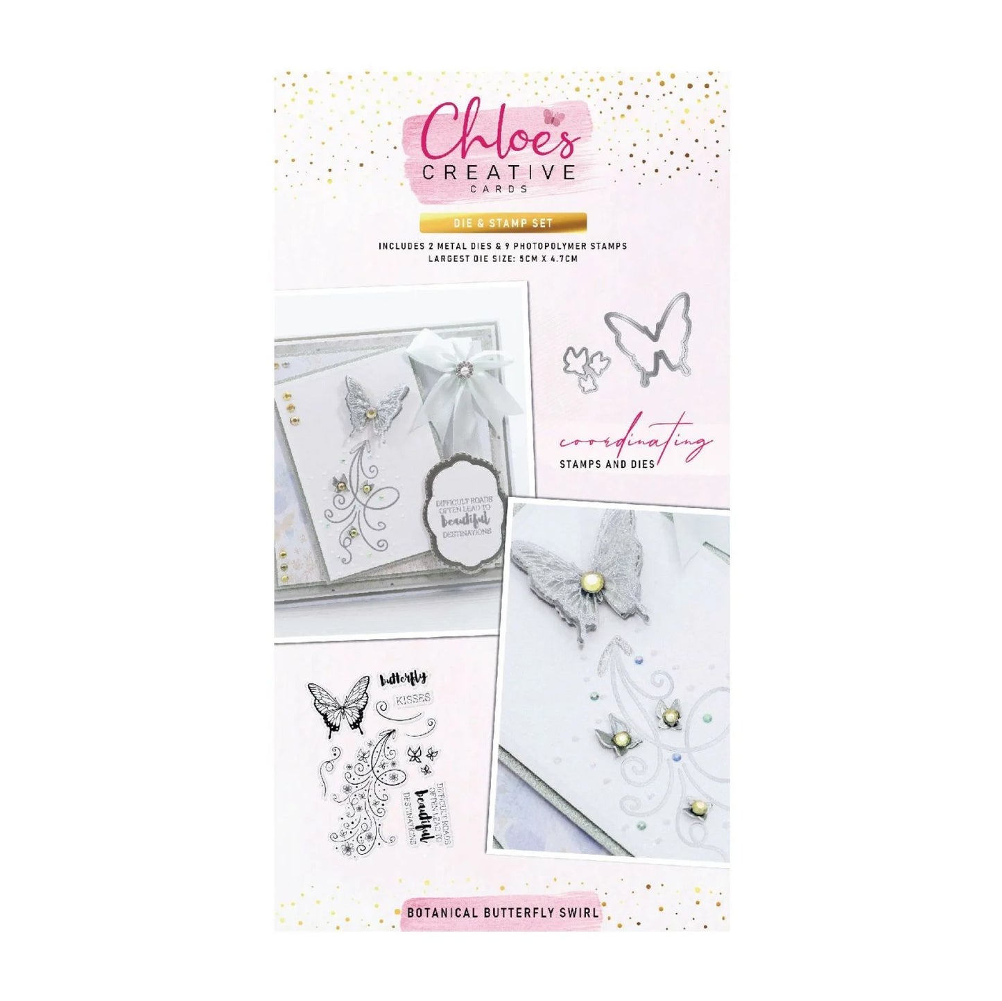 CHLOES CREATIVE CARDS DIE & STAMP SET - BOTANICAL BUTTERFLY SWIRL