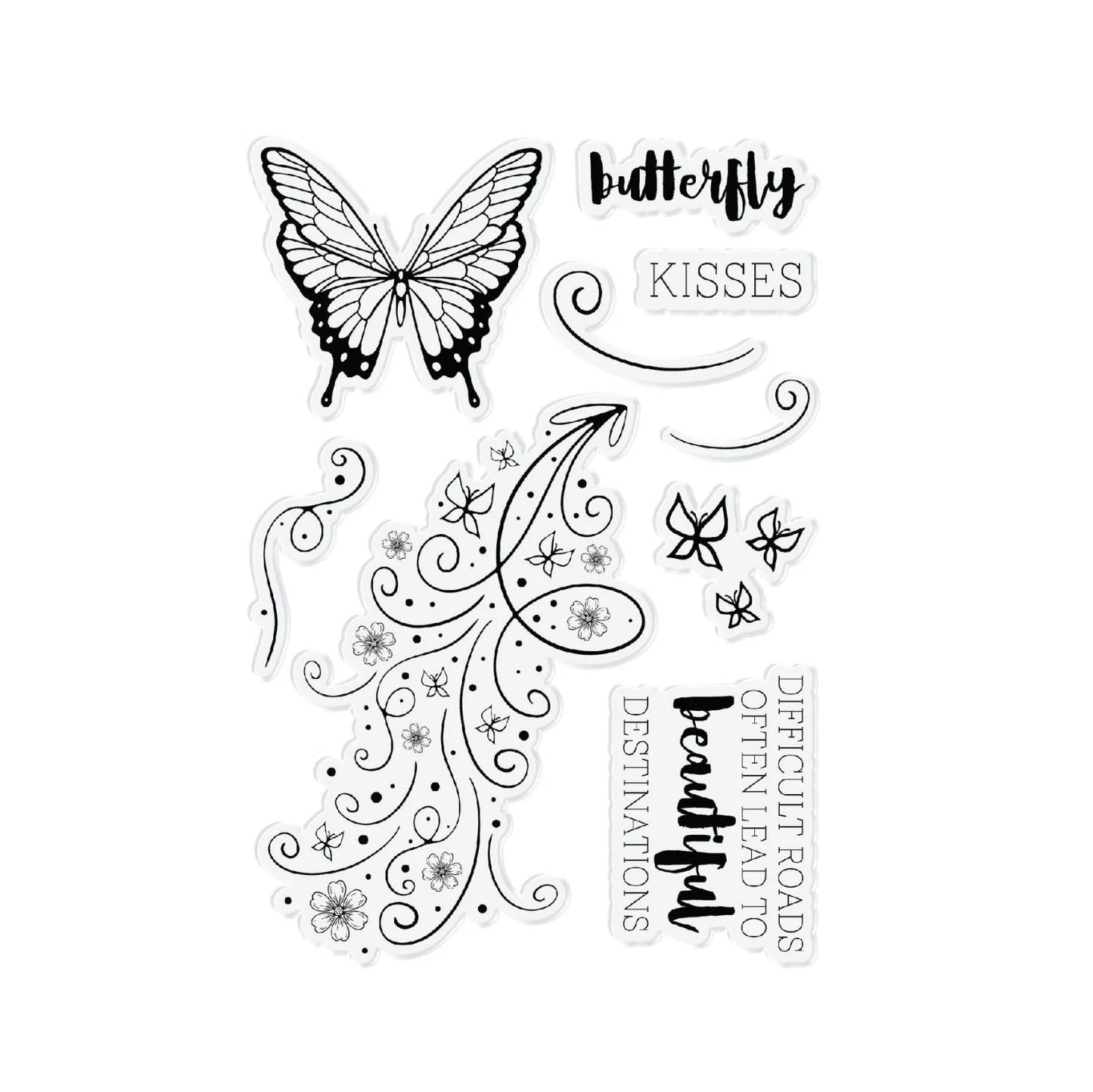 CHLOES CREATIVE CARDS DIE & STAMP SET - BOTANICAL BUTTERFLY SWIRL