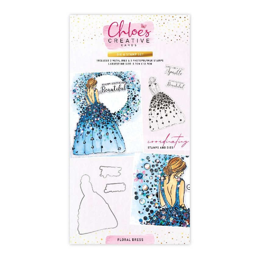 CHLOES CREATIVE CARDS DIE & STAMP SET - FLORAL DRESS