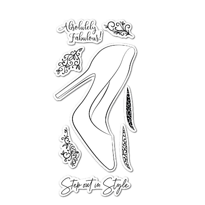 CHLOES CREATIVE CARDS DIE & STAMP SET - SWIRLY STILETTO