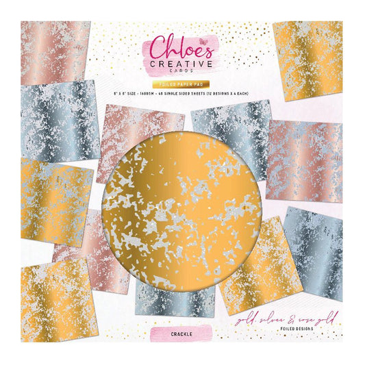 CHLOES CREATIVE CARDS 8" X 8" FOILED PAPER PAD - CRACKLE