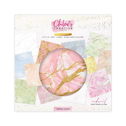 CHLOES CREATIVE CARDS FOILED PAPER PAD (8" X 8") - SUGARED PASTELS
