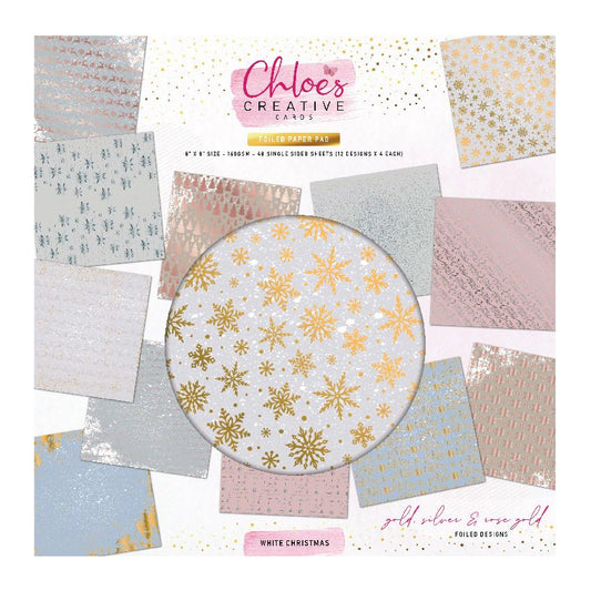 CHLOES CREATIVE CARDS 8" X 8" FOILED PAPER PAD - WHITE CHRISTMAS
