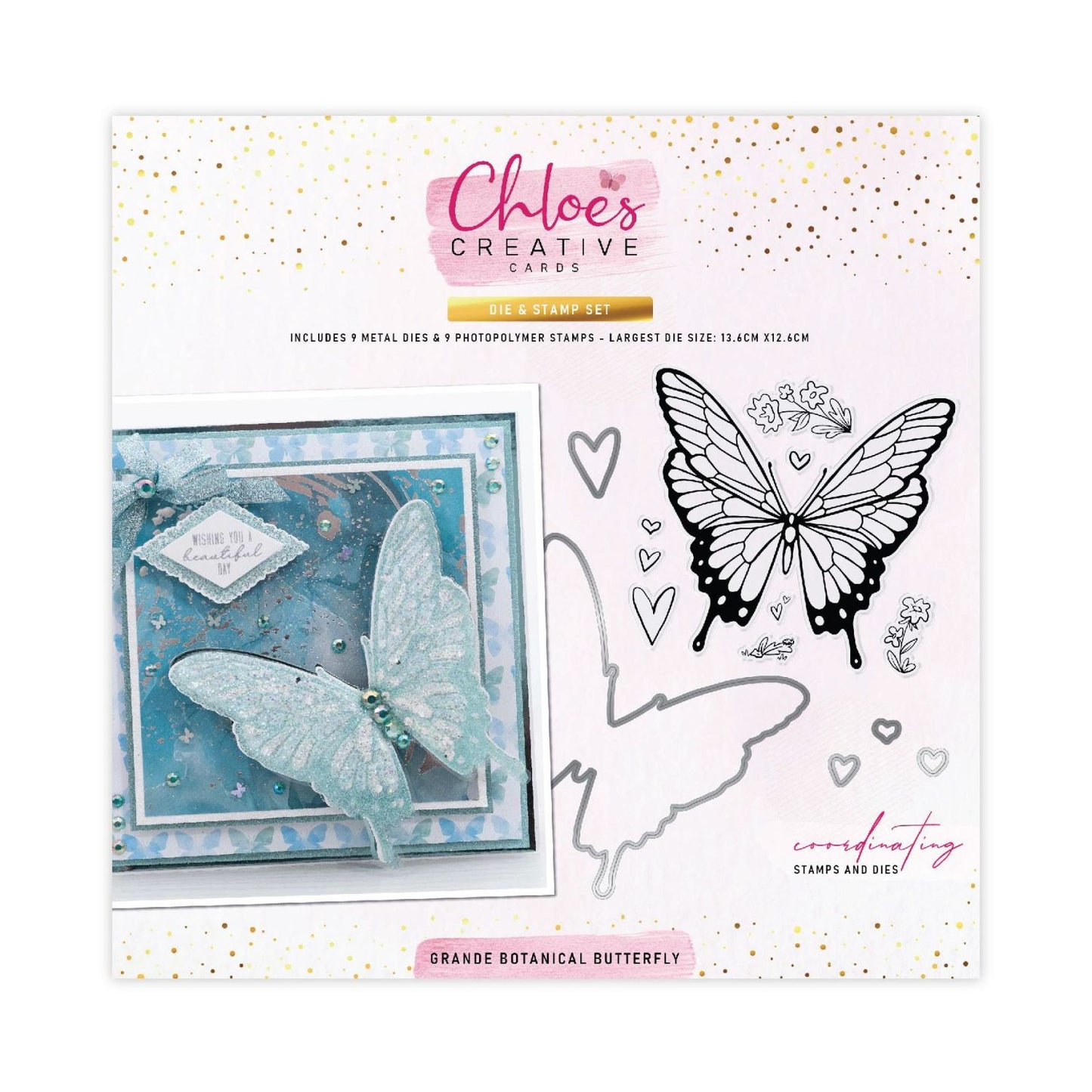 CHLOES CREATIVE CARDS DIE & STAMP SET - GRANDE BOTANICAL BUTTERFLY