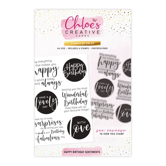 STAMPS BY CHLOE HAPPY BIRTHDAY SENTIMENTS CLEAR PHOTOPOLYMER STAMP