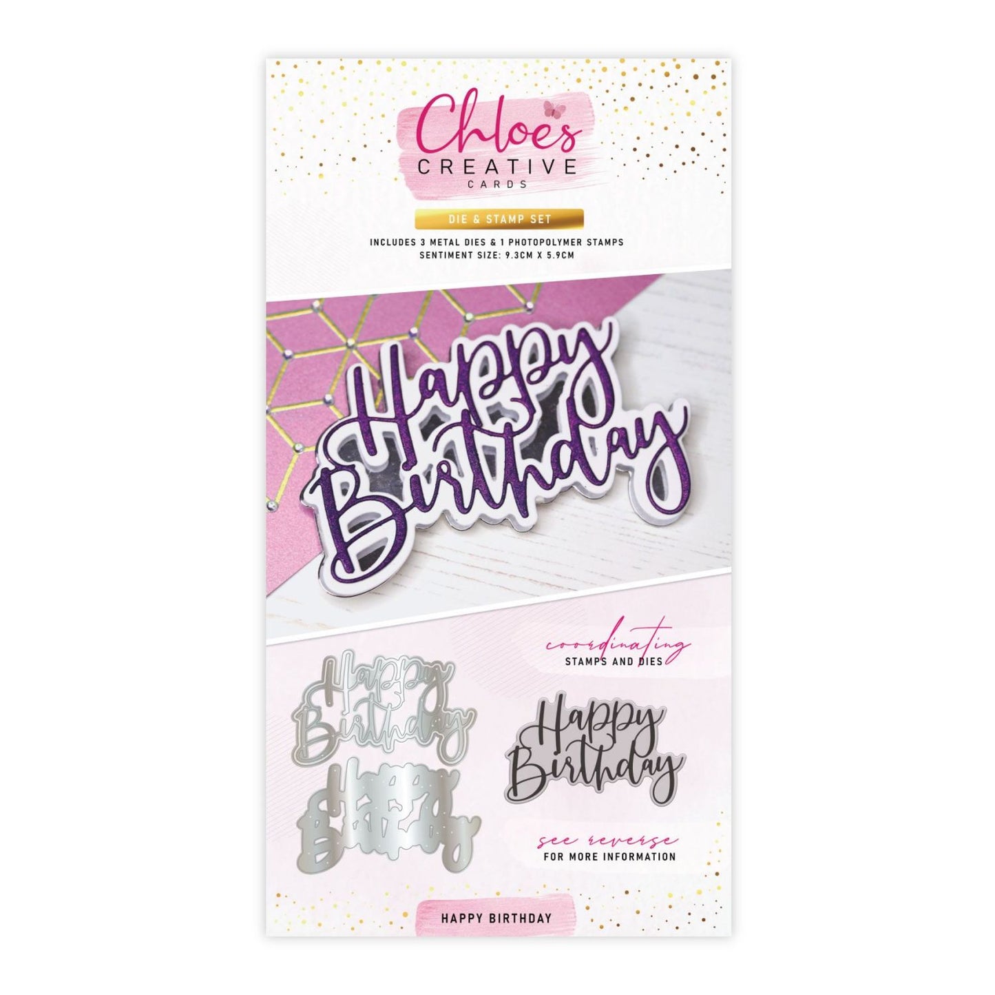 CHLOES CREATIVE CARDS STAMP AND DIE SET - HAPPY BIRTHDAY