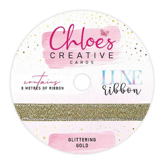 CHLOE'S CREATIVE CARDS LUXE RIBBON (8M) GLITTERING GOLD