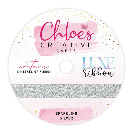 CHLOE'S CREATIVE CARDS LUXE RIBBON (8M) SPARKLING SILVER