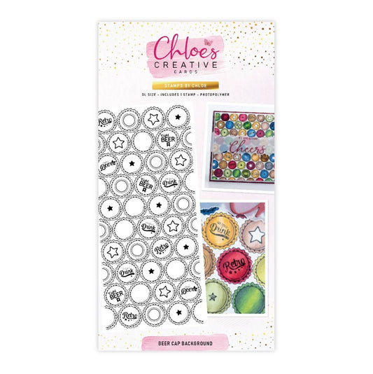 CHLOES CREATIVE CARDS PHOTOPOLYMER STAMP SET (DL) - BEER CAP BACKGROUND