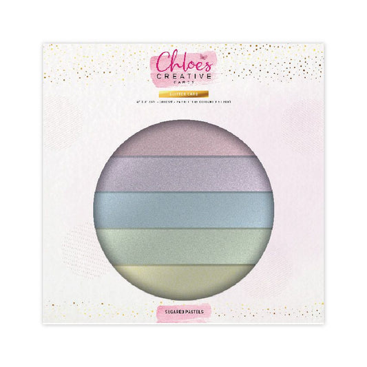 CHLOE'S CREATIVE CARDS GLITTER CARD PAD (8" X 8") - SUGARED PASTELS