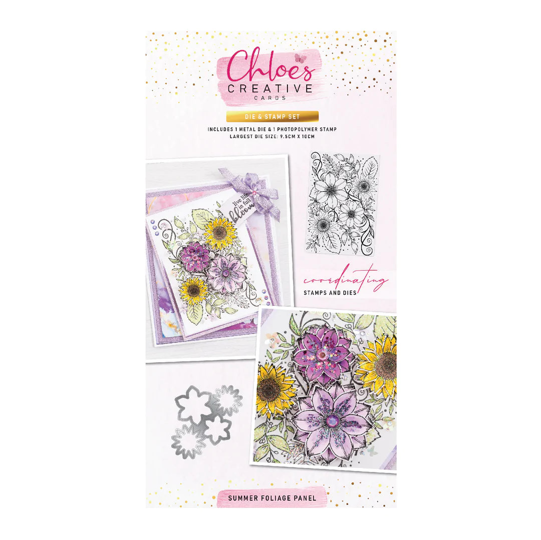 CHLOES CREATIVE CARDS DIE & STAMP SET - SUMMER FOLIAGE PANEL