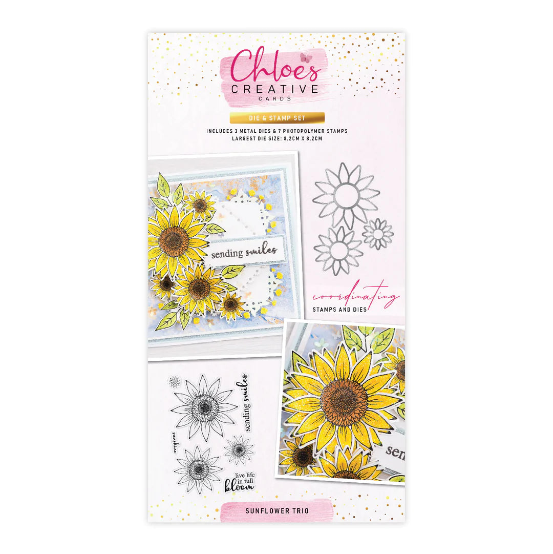 CHLOES CREATIVE CARDS DIE & STAMP SET - SUNFLOWER TRIO