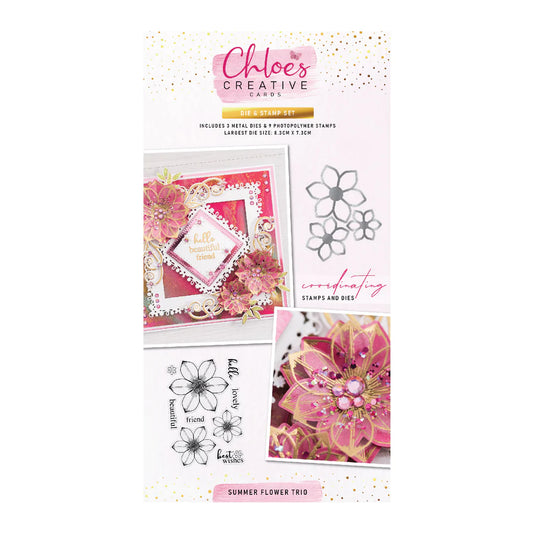 CHLOES CREATIVE CARDS DIE & STAMP SET - SUMMER FLOWER TRIO