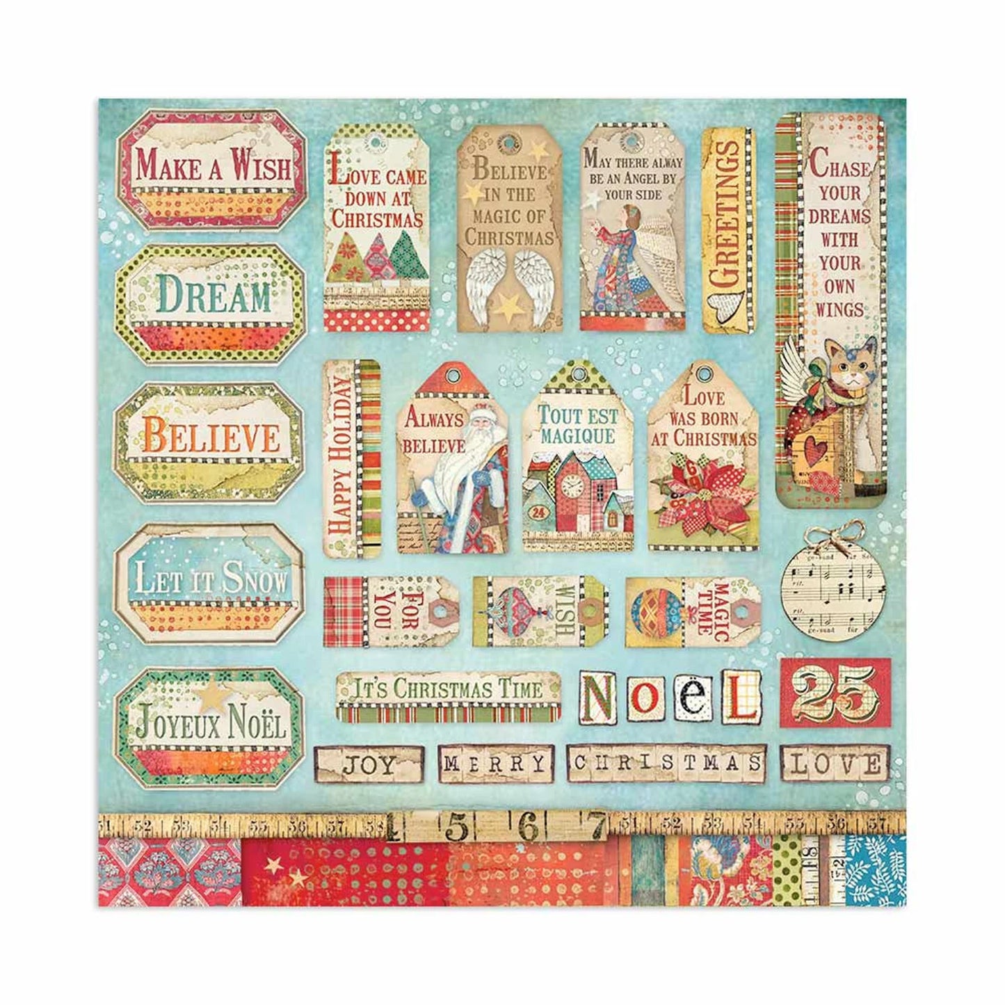 CHRISTMAS PATCHWORK COLLECTION 12" X 12" PAPER PAD BY STAMPERIA