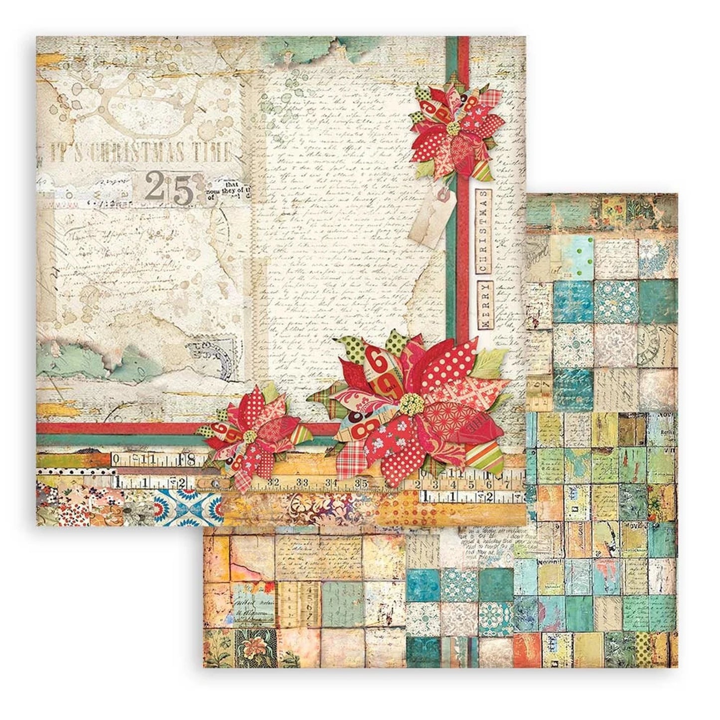 CHRISTMAS PATCHWORK COLLECTION 12" X 12" PAPER PAD BY STAMPERIA