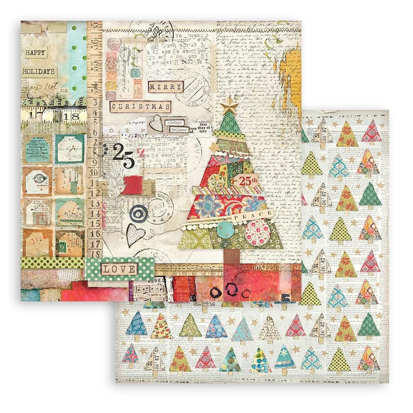 CHRISTMAS PATCHWORK COLLECTION 12" X 12" PAPER PAD BY STAMPERIA