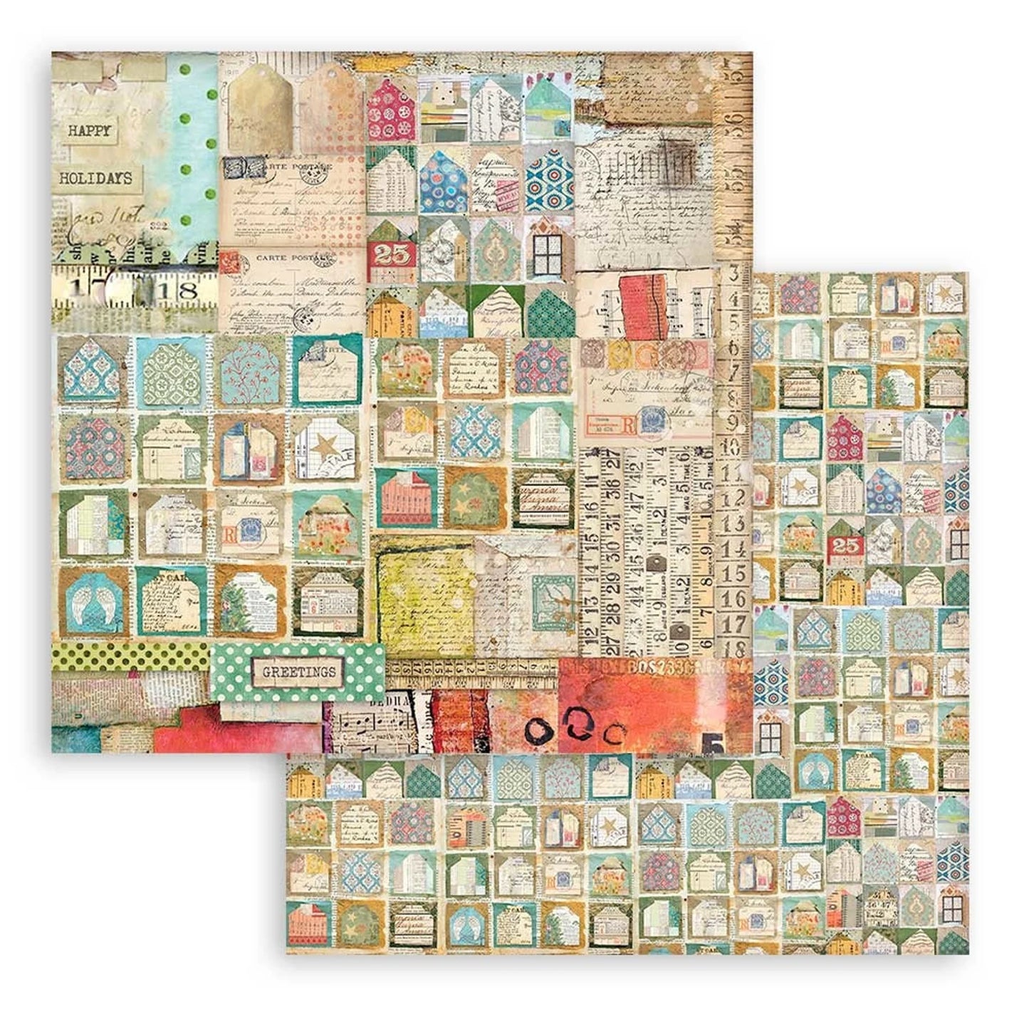 CHRISTMAS PATCHWORK COLLECTION 12" X 12" PAPER PAD BY STAMPERIA